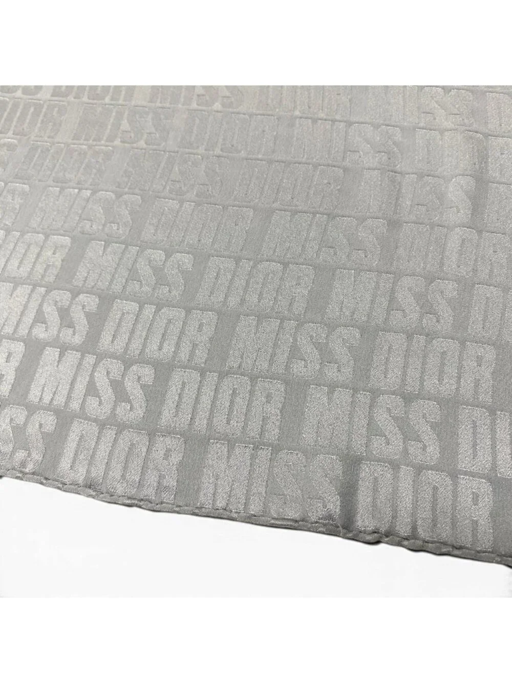 Dior Scarf Bandana Logo Design Gray Silk